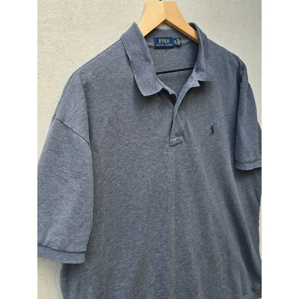 Polo Ralph Lauren Gray Pima Cotton Stretch Polo Shirt Mens XL Classic Preppy
